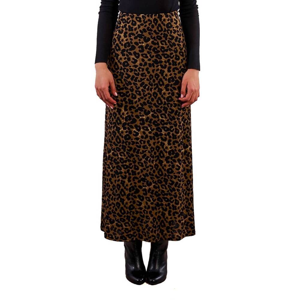 Molly Bracken Leopard Print Maxi Skirt - Black and Brown